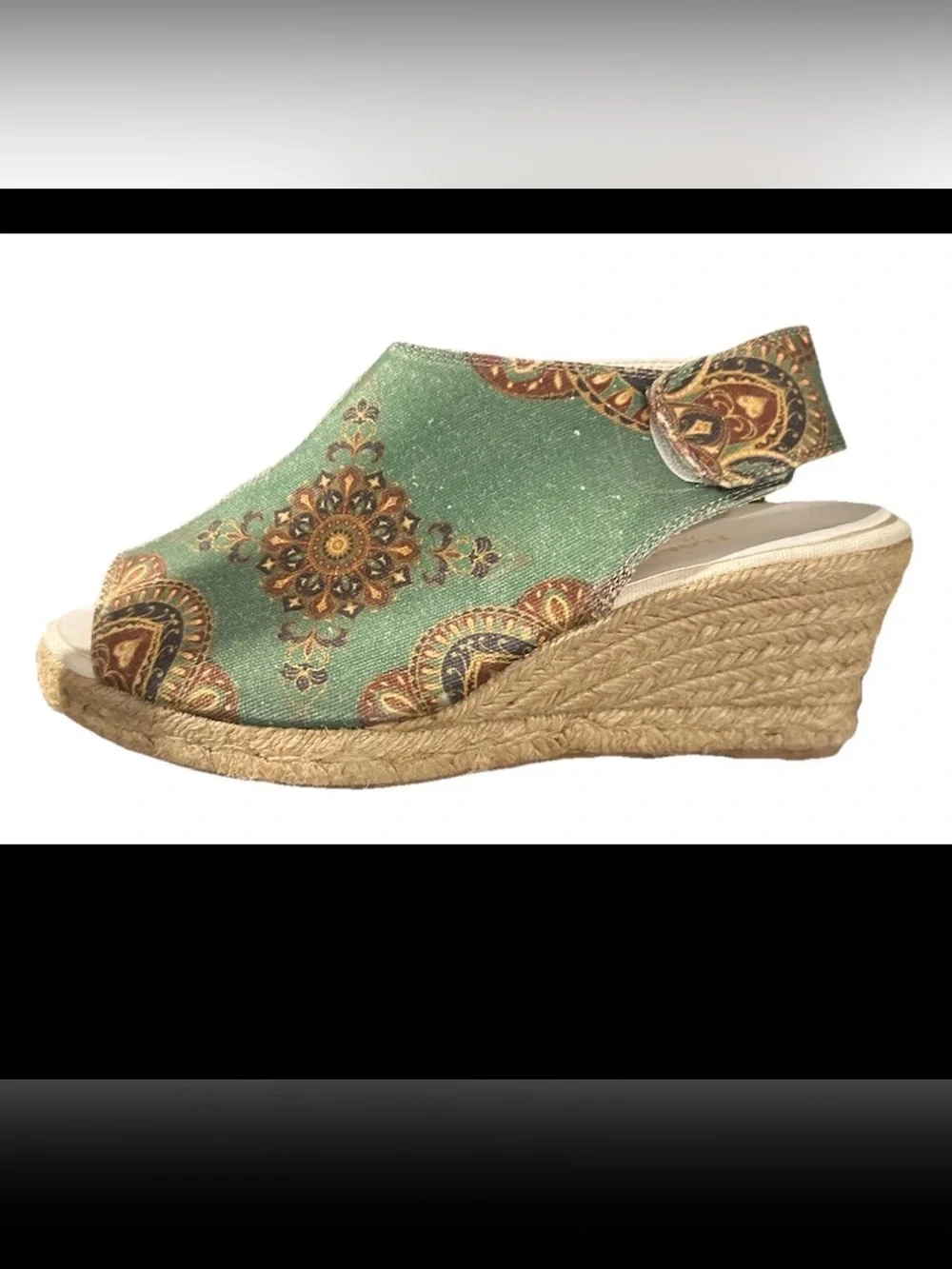 Ballerins Women’s Teal Mandala Back Cutout Prep Toe Espadrille Size 9 M US